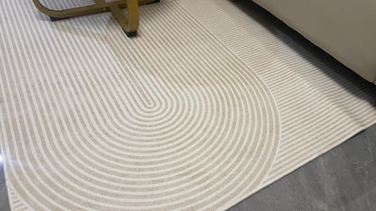 VIKAMA Teppich im einfachen Creme-Stil - Hochwertige, luxuriöse Bodenmatte für Wohn- und Schlafzimmer, ideal als Couchtischunterlage für Herbst und Winter