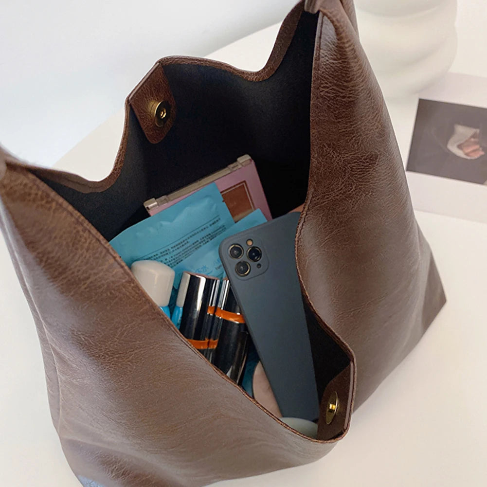 Leichte PU Weiche Leder -Einkaufstasche große Kapazität Frauen Große Umhängetasche Unterarmtasche HaSp -Schließung Freizeitstil Pendlertasche