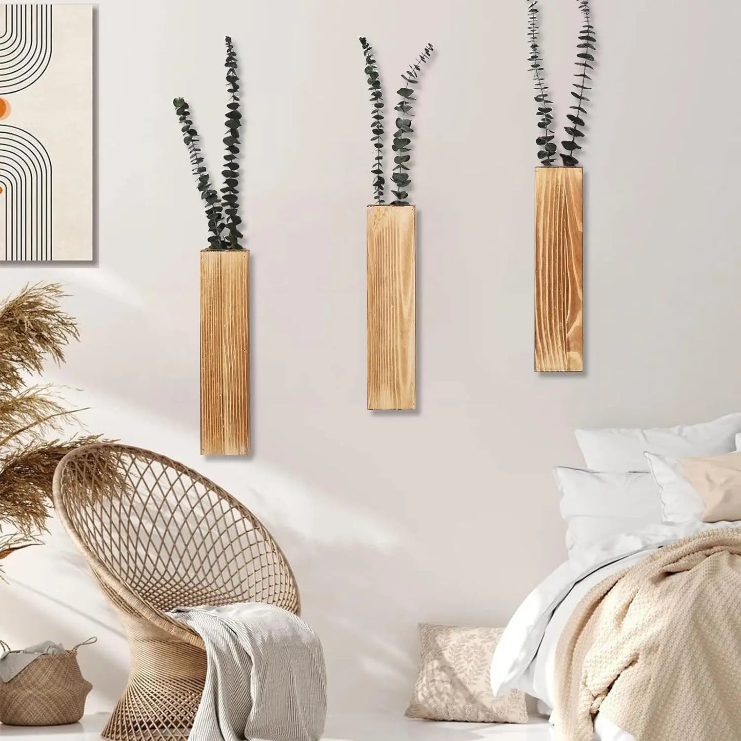 Holzwand Pflanzer Wanddekor für künstliche Blumenpflanzen Holzpflanzenhalter Wandpflanzentasche Vase für Wohnzimmer hängen