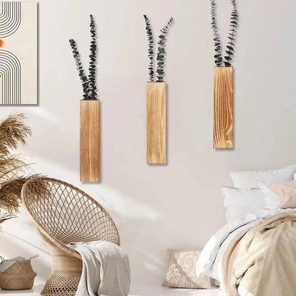 Holzwand Pflanzer Wanddekor für künstliche Blumenpflanzen Holzpflanzenhalter Wandpflanzentasche Vase für Wohnzimmer hängen
