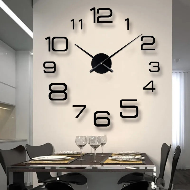 2023 Modernes Design Große Wanduhr 3D DIY Quarzuhren Modeuhren Acryl Spiegel Aufkleber Wohnzimmer Wohnkultur Horloge