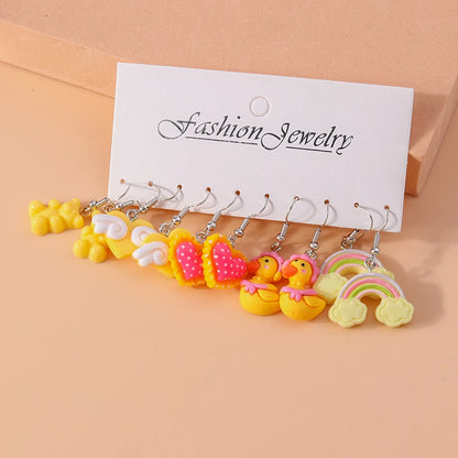 Aihua 10pcs süße Cartoon Tierfrucht Ohrring Set Bunte Dopamin -Acrylohrringe für Frauen Kinder Neue trendige Schmuckgeschenke