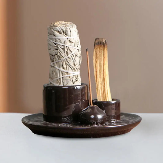 Moderner Weihrauchbrenner – Keramischer Kerzenhalter, Palo-Santo-Räucherstäbchenhalter für Meditation und Yoga-Raum-Dekoration