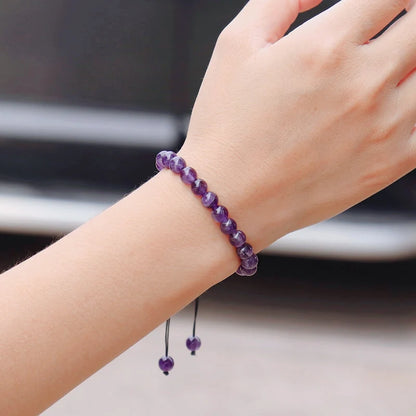 Noter 100% natürliches Amethyst Armband für Frauen Männer Klasse A 6mm 8mm 10mm 12mm Lila Perlen Braclet Valentinstag Geschenk Schmuck