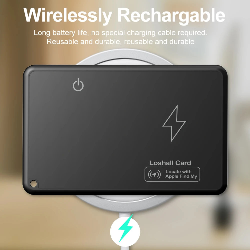 Drahtlose Lade-Wallet-Tracker-Karte, funktioniert mit Apple Find My Wallet Tracker, Telefon-Finder, GPS-Locator, Smart Tag, wasserdichter Track