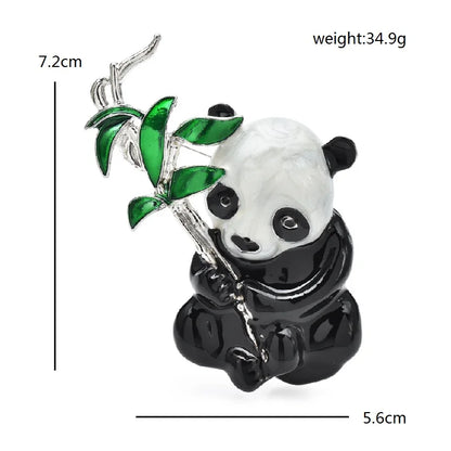 Wuli & Baby – Große, niedliche Panda-Broschen für Frauen, unisex, Emaille, essendes Bambus-Tier, Party-, Büro-Broschen, Geschenke