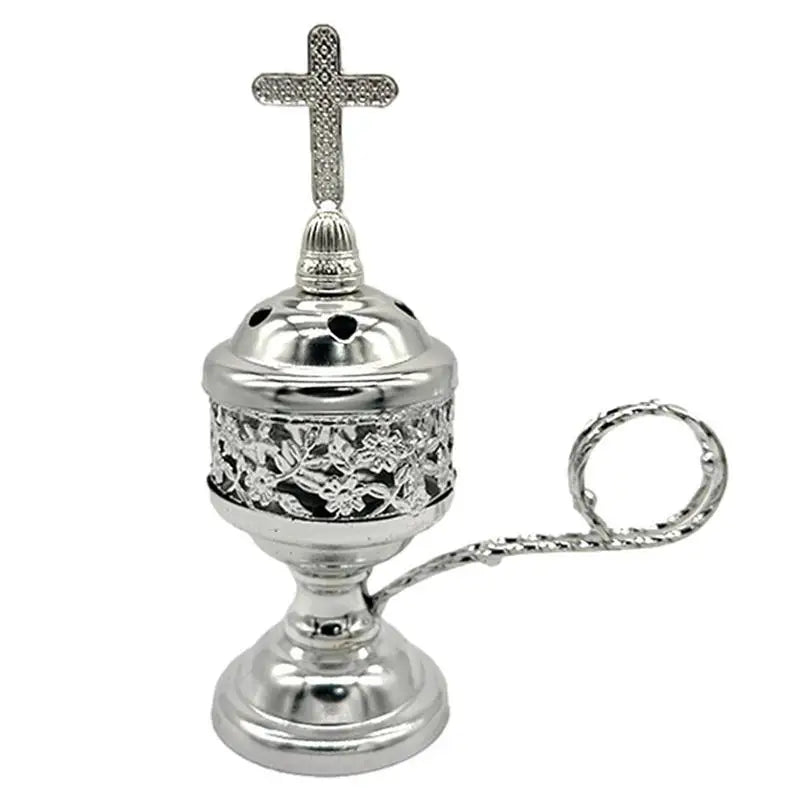 Europäischer Stil Haushalt Räucherstäbchen Brenner Weihrauchkegel Halter mit Kreuz Kleine Messing beschichtete Räucherstäbchen Brenner Bronze Farbe Katholisch