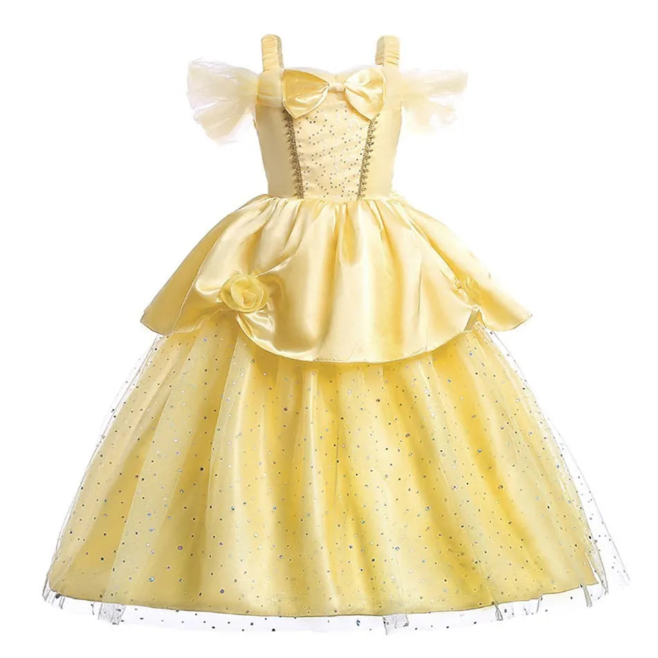 Kinder Belle Kostüm: Mädchen Halloween Prinzessin Cosplay Partykleid, Kinder Rapunzel, Cinderella, Anna, Elsa, Encanto Geburtstagskleidung.