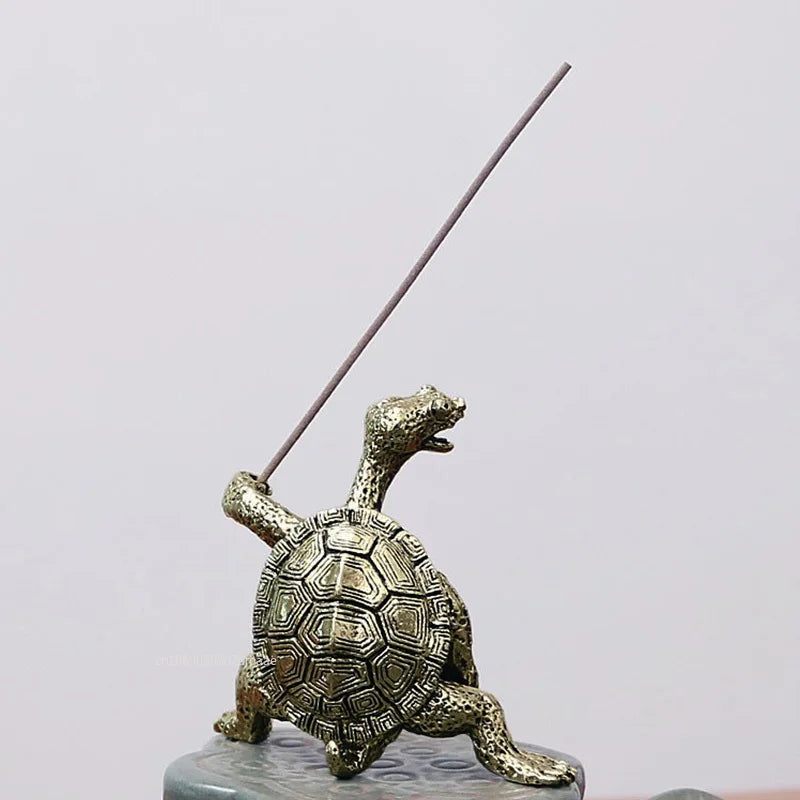 Mini Schildkröte Form Räucherstäbchen Räuchergefäß Sandelholz Stabhalter Vintage Bronze Tier Räucherstäbchen Halter Brenner Ständer Geschenk Home Schreibtisch Dekor