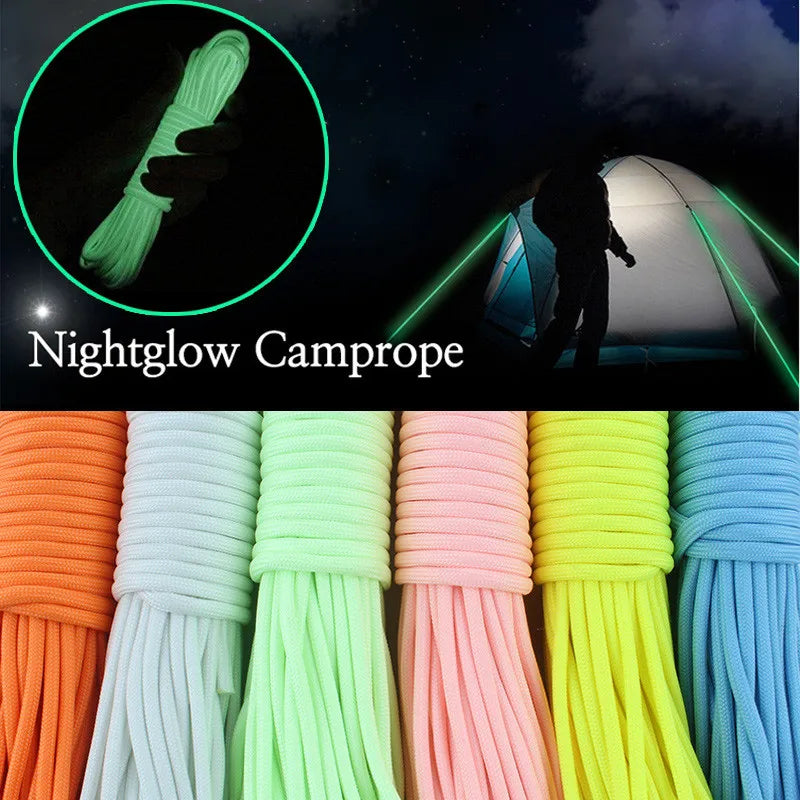 Leuchtendes Seil, 9 Stränge, 4 mm, Paracord Nylon 550, Zeltschnur, leuchtender Fallschirm, Outdoor-Bundle, Lanyard, Camping, Überleben, EDC