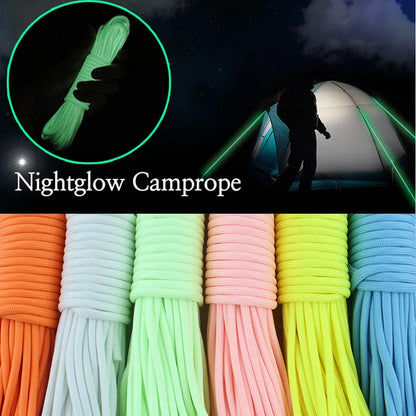 Leuchtendes Seil, 9 Stränge, 4 mm, Paracord Nylon 550, Zeltschnur, leuchtender Fallschirm, Outdoor-Bundle, Lanyard, Camping, Überleben, EDC
