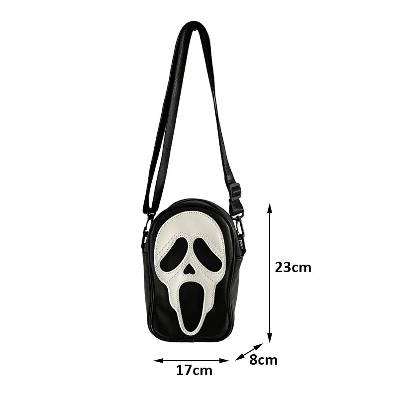 Y2K Vintage Schultertasche: Halloween-Lustige und niedliche Teufel- und Geistertasche, Damenhandtasche mit Reißverschluss, PU-Leder, Crossbody-Tasche für Frauen.
