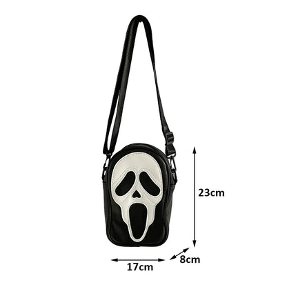 Y2K Vintage Schultertasche: Halloween-Lustige und niedliche Teufel- und Geistertasche, Damenhandtasche mit Reißverschluss, PU-Leder, Crossbody-Tasche für Frauen.