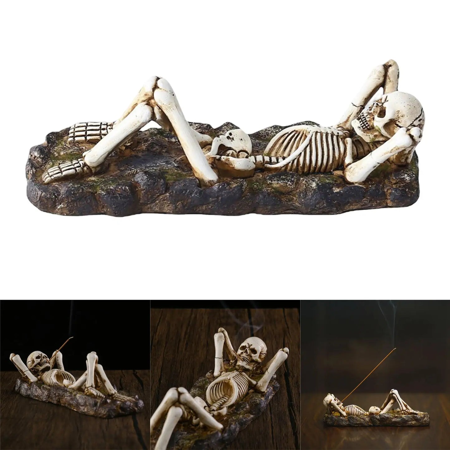 Räuchergefäß Totenkopf Figur Skulptur Räucherstäbchenhalter Dekor Geschenke