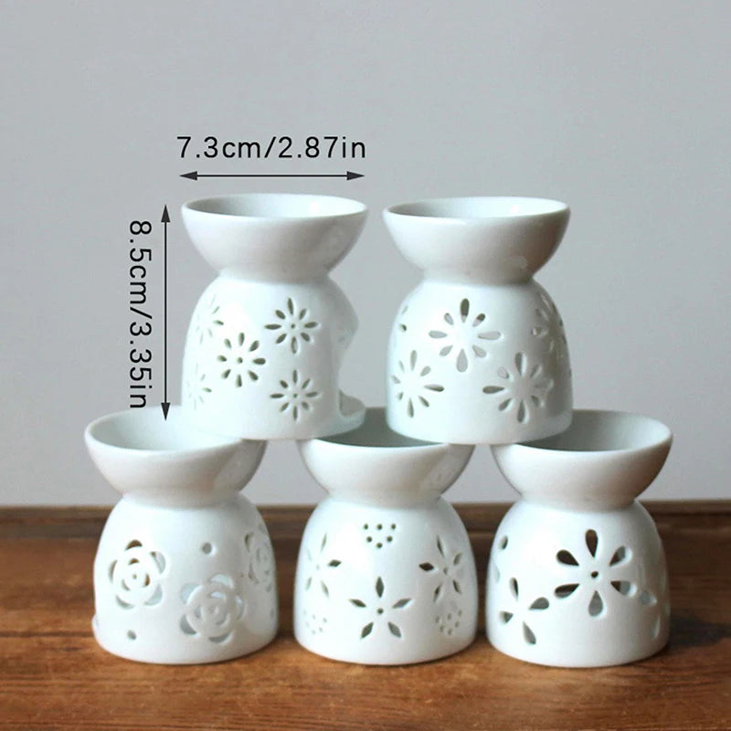 Keramik Handwerk Aroma Brenner Handgemachte hohle Blume Muster Ätherisches Öl Brenner Kerzenlampe Viele Stil HomeOffice Handwerk Dekor 1X
