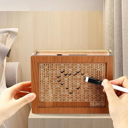 1000/2000/3000/5000/10000 Euro Spardose aus Holz mit wiederverwendbarer Spardose mit Sparziel und Zahlenboxen Kindergeschenk