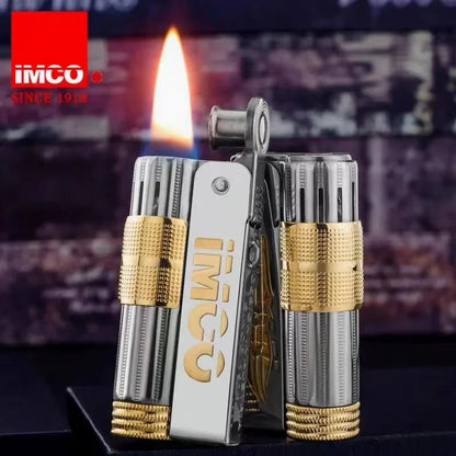 IMCO 6700 Vintage Edelstahl Metall Feuerzeug Österreichisches Benzin Schleifscheibenfeuerzeug Kerosin Serie Original mit Box
