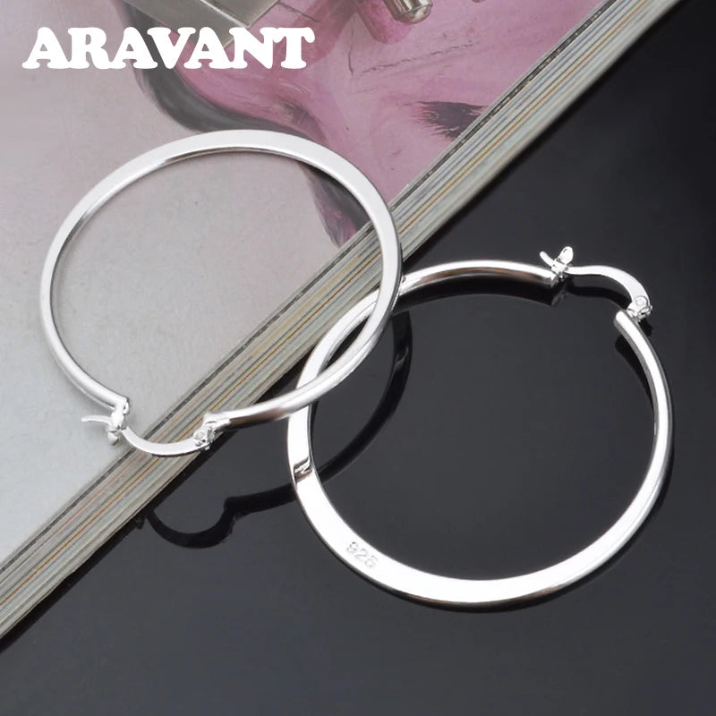 Aravant 925 Silber 55mm Flache Creolen für Frauen – Mode-Schmuck, Geschenk