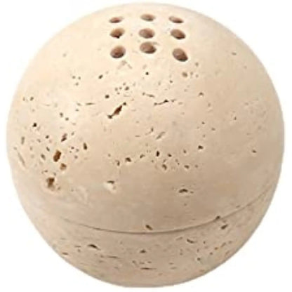 SAIDKOCC Handgemachter Naturmarmor Beige Travertin Stein Runder Räucherstäbchenhalter für Raum / Küche / Café