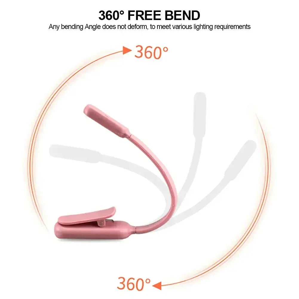 USB Mini LED Book Night 3 Lichtfarbe Einstellbare Helligkeit Clip-On Studie Leselampe Wiederaufladbar für Reisen Schlafzimmer Lesen