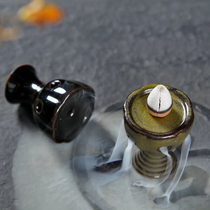 Mit 30 Räucherstäbchen Wasserfall Räucherstäbchen Brenner Keramik Rückfluss Buddha Räuchergefäß Rückfluss Räucherstäbchen Halter Home Office Yoga Teehaus Dekor