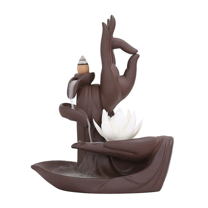 1pc, Lotus Wasserfall Räucherstäbchen Halter Keramik Kunsthandwerk, Aromatherapie für Wohnkultur, Büro, Yoga, Entspannung (ohne Räucherstäbchen)