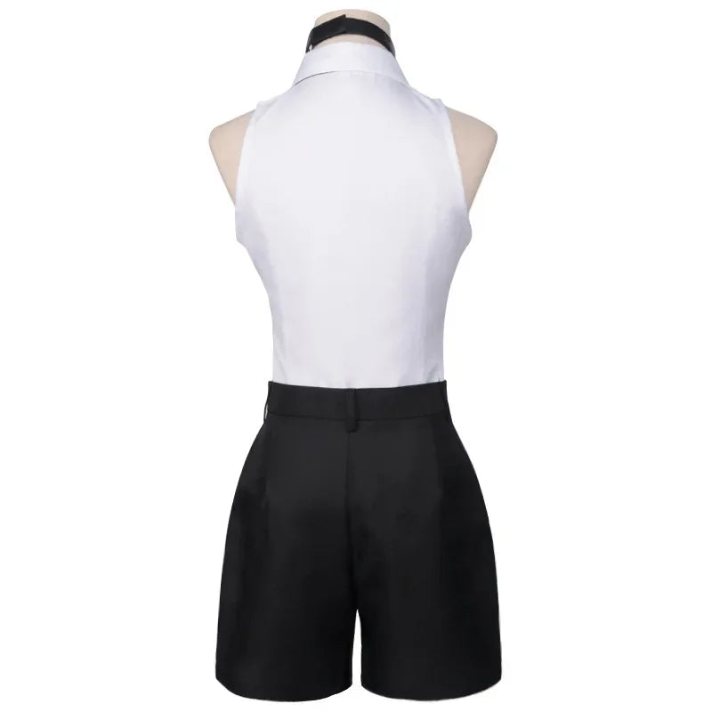 Kostüm Cosplay Anime Chainsaw Man Reze: Cosplay-Uniform-Set mit Halskette und Perücke, Halloween- und Karnevalsparty-Kleid für Mädchen.