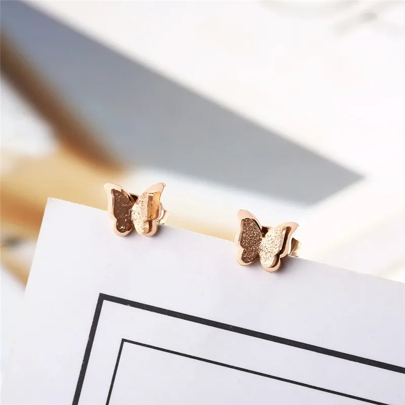 Einfachheit Schmetterling Ohrringe Für Frauen Edelstahl Ohrring Weibliche Mode Schmuck Accessoires Sommer
