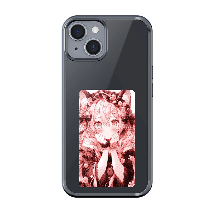 new-tech-nfc-function-phone-case-for-iphone-15-14-13-pro-max-diy-cases-e-ink-screen-phone-cover-cartoon-girl-fundas-battery-free