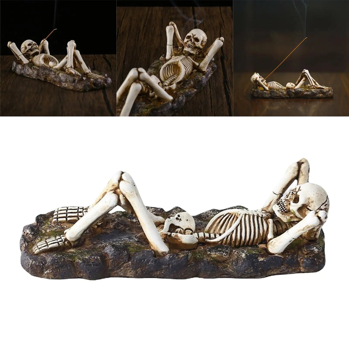 Räuchergefäß Totenkopf Figur Skulptur Räucherstäbchenhalter Dekor Geschenke