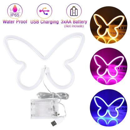 Schmetterling LED Neon Licht Leuchtende Weihnachtsdekoration Neonlampe Für Zuhause Wohnzimmer Party Wanddekoration Festival Erwachsene Kind Geschenk