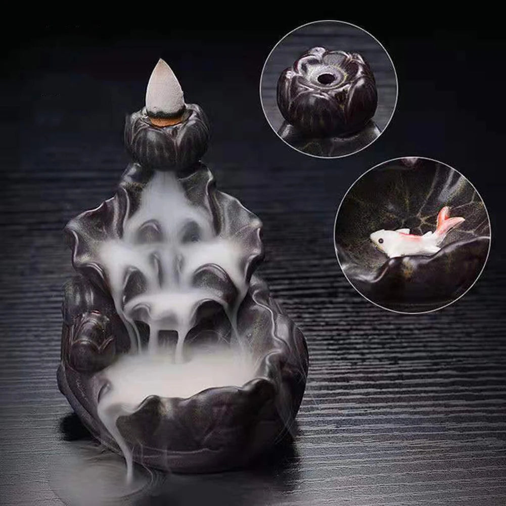 Rückfluss Räucherstäbchen Brenner Turm Keramik – Sandelholz-Aromatherapie für zu Hause, dekorativer Fragrance Holder