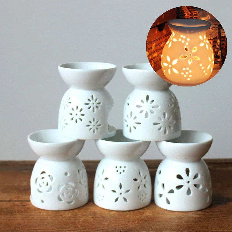 Keramik Handwerk Aroma Brenner Handgemachte hohle Blume Muster Ätherisches Öl Brenner Kerzenlampe Viele Stil HomeOffice Handwerk Dekor 1X