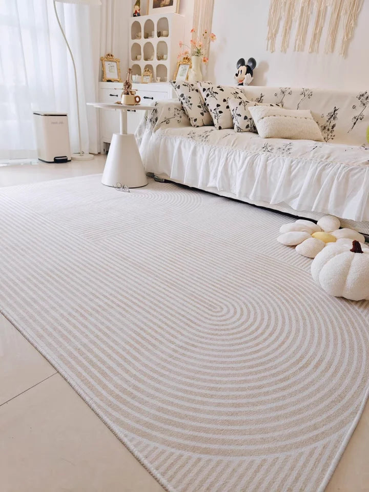 VIKAMA Teppich im einfachen Creme-Stil - Hochwertige, luxuriöse Bodenmatte für Wohn- und Schlafzimmer, ideal als Couchtischunterlage für Herbst und Winter