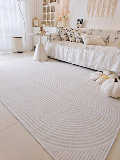 VIKAMA Teppich im einfachen Creme-Stil - Hochwertige, luxuriöse Bodenmatte für Wohn- und Schlafzimmer, ideal als Couchtischunterlage für Herbst und Winter
