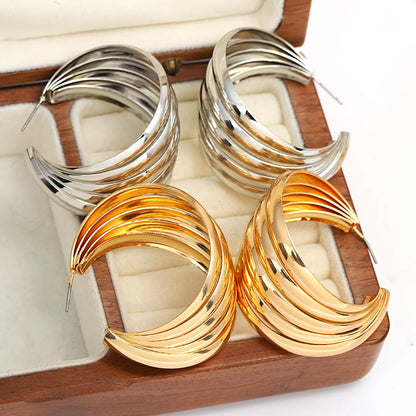AENSOA Europäische und Amerikanische Mode Runde Kreis Twist Hoop Metall Ohrringe für Frauen Neue Punk Stil Gold Farbe Retro Ohrring
