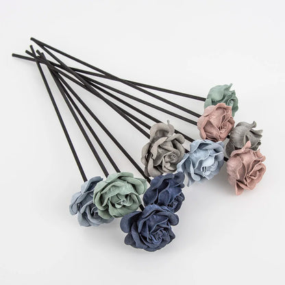 10pcs Leder Velvet Blue Grey Blume Rattan Sticks feuerlose Duftstoffe Reed Diffusor Stick DIY Ornamente Hausdekoration