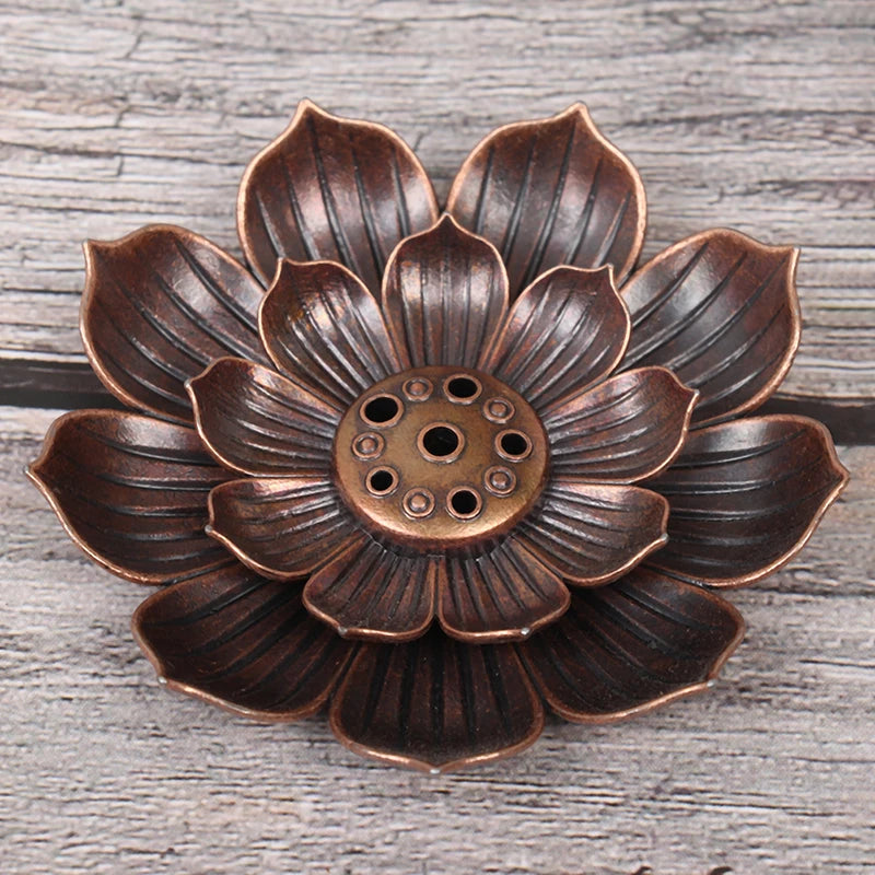 Neue 1 Stk. Legierung Räucherstäbchenhalter – Buddhismus Lotus Weihrauchbrenner, Bronze Nasturtium Räuchergefäß