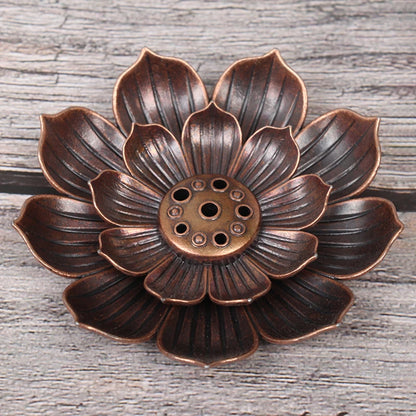 Neue 1 Stk. Legierung Räucherstäbchenhalter – Buddhismus Lotus Weihrauchbrenner, Bronze Nasturtium Räuchergefäß