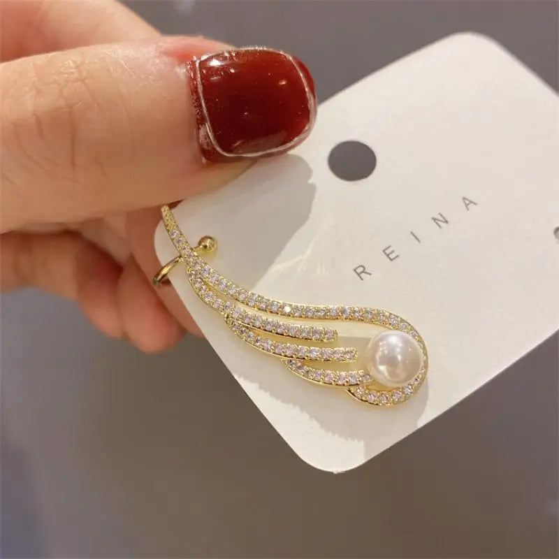 Neue Zirkon Engel Flügel Ohr Clip Ohrringe für Frauen Mädchen Mode Nicht Pier Cing Ohr Manschette Ohr Haken Party Hochzeit schmuck Geschenk 2023