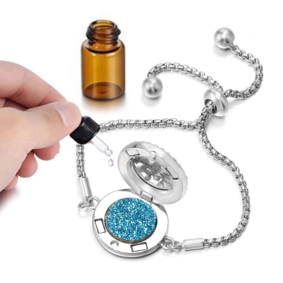 Trendige Aromatherapie Parfüm Armband Ätherisches Öl Diffusor Medaillon Mehrere Muster Edelstahl Frau Armreif Schmuck Geschenk