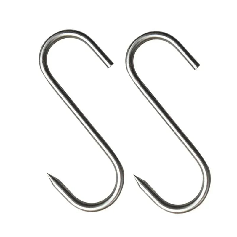 Edelstahl-S-Haken mit Spitze – Backutensilien für Metzger, Küchenfleischhaken, Aufhängehaken, Heimorganisation