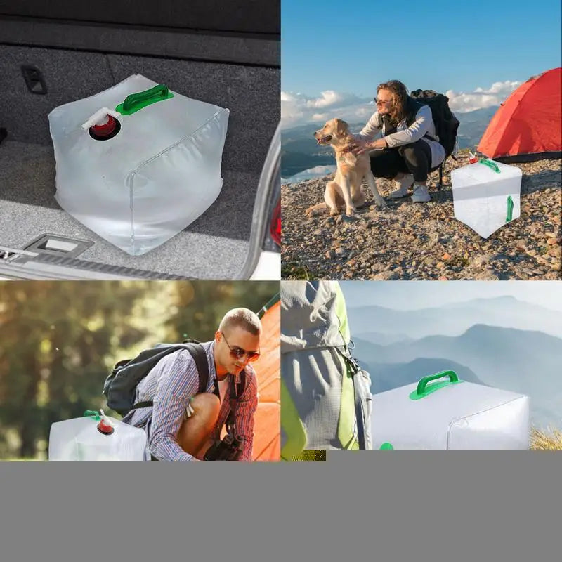 10L / 20L Faltkanister Rucksack Wasserbehälter Auto Trinkwassertopf mit Griff Hahn Schraubverschlüsse für Camping Wandern Picknick