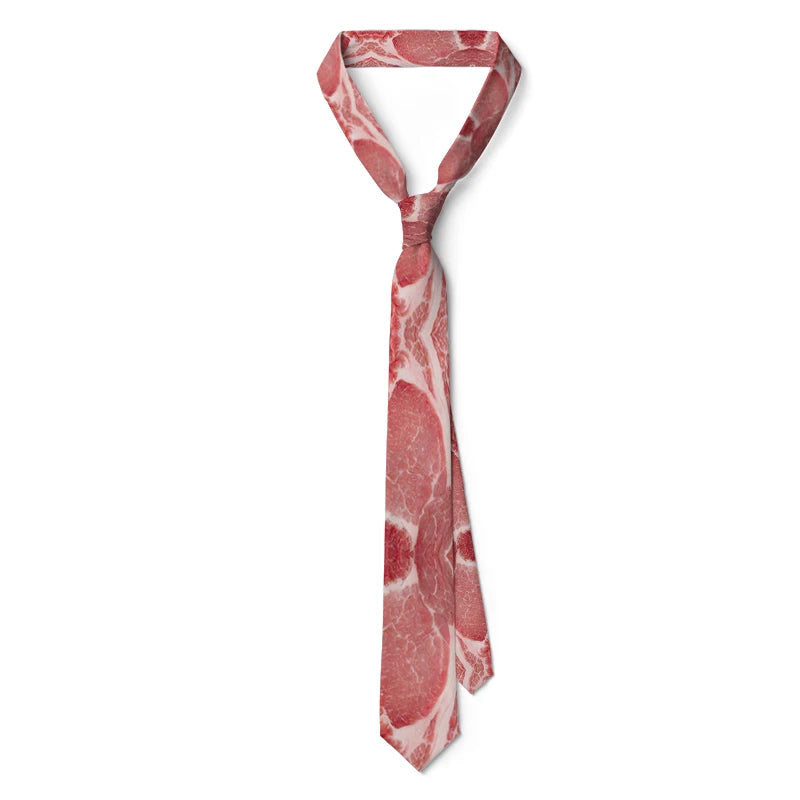Unisex-Krawatte im Fleisch-Design: Modische Krawatte mit Hot-Food-Print, lustiges Accessoire für Herren, Partys und Halloween-Outfits.
