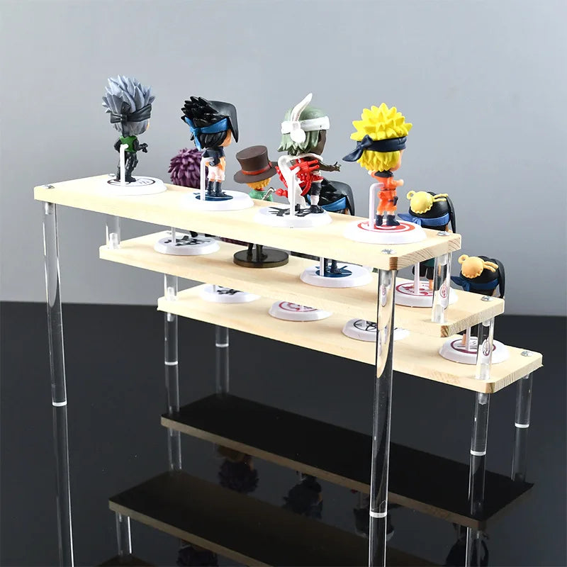 2-5 Schicht Transparenter Acryl Massivholz Ausstellungsständer Handgefertigte Puppe Puppe Cupcake Kosmetik Nagellack Schmuck Ausstellungsständer