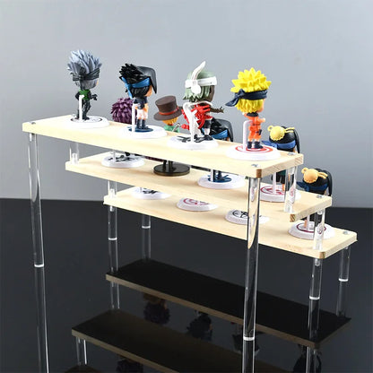 2-5 Schicht Transparenter Acryl Massivholz Ausstellungsständer Handgefertigte Puppe Puppe Cupcake Kosmetik Nagellack Schmuck Ausstellungsständer