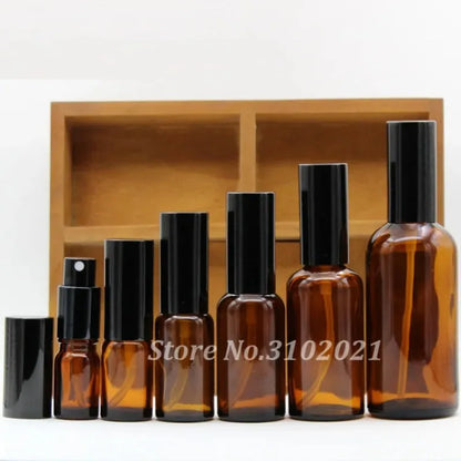 2/10 stücke 5/10/15/20/30/50/100ml leere klare / bernsteinfarbene Glas ätherisches Öl Parfümflasche mit Sprüher / Lotion Pumpe Glas Sprühflasche