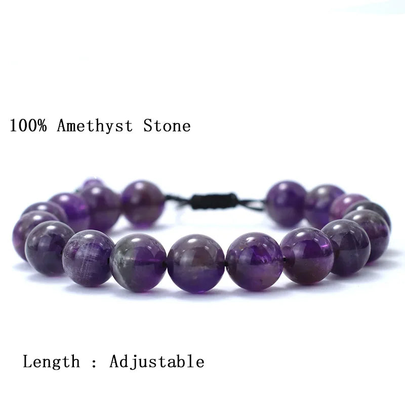 Noter 100% natürliches Amethyst Armband für Frauen Männer Klasse A 6mm 8mm 10mm 12mm Lila Perlen Braclet Valentinstag Geschenk Schmuck