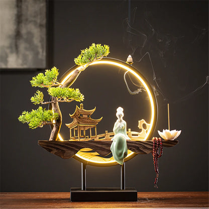 Led Licht Rückfluss Räucherstäbchen Brenner USB Licht Kreis Simulation Baum Keramik Lotus Buddha Perlen Home Office Dekoration Einrichtung