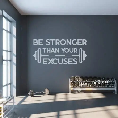Fitness-Wandtattoo – Motivationsspruch „Be Stronger Than Your Excuses“, Sportdekor für Zuhause, Vinyl-Aufkleber P214